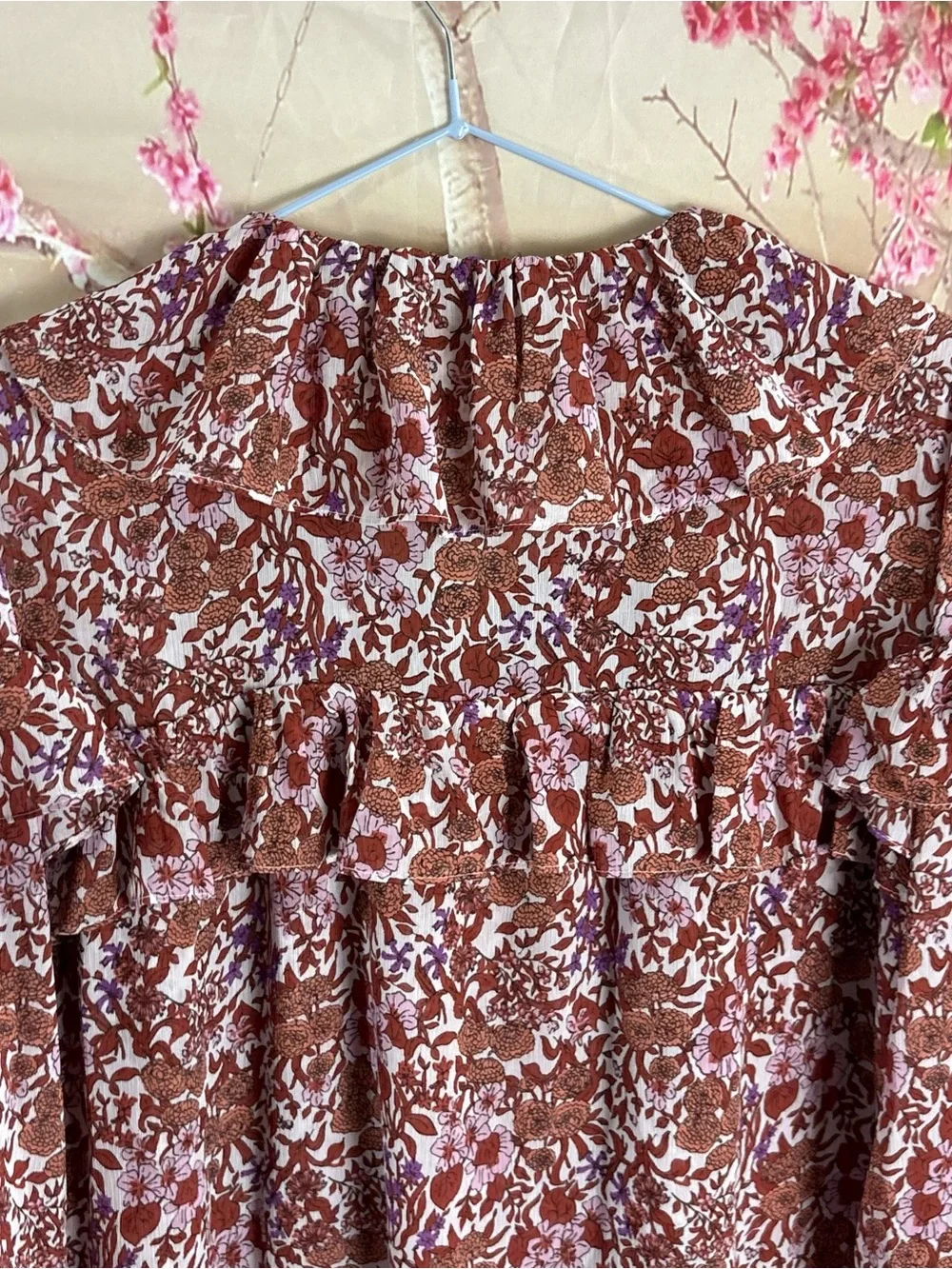 NEW J.Crew Ruffle Crinkle Chiffon Top in the "Fête Floral" print - Picture 6 of 9